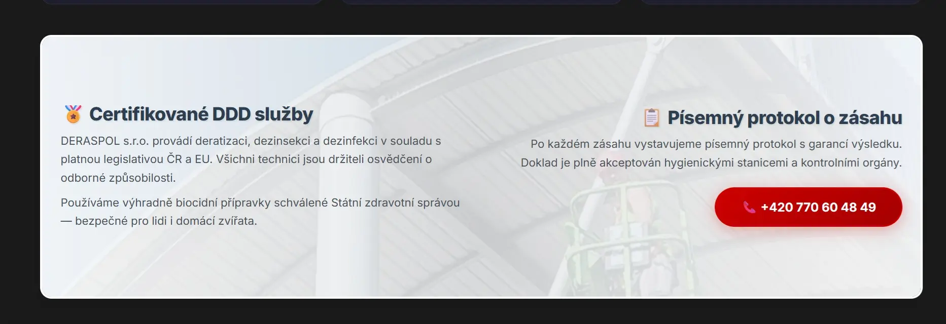 DERASPOL s.r.o.© — certifikovaná dezinsekce, servisní protokol